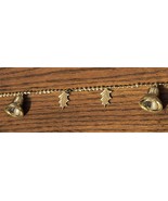 Vintage Gold Bells And Holly Plastic Garland  Strand 12 Ft Long - $294.56 MXN