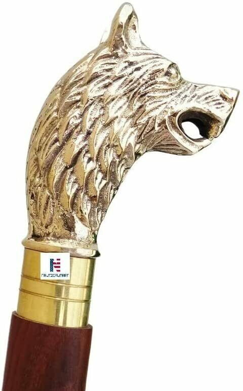Wolf Head Brass Handle Walking Stick and 33 similar items