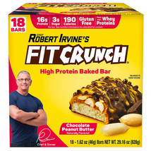 Chef Robert Irvine’s Fitcrunch Chocolate Peanut Butter Whey Protein Bars, 18-cou - £23.22 GBP