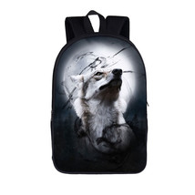 Cool Wild Wolf  Backpack Male Hip Hop Backpack Children School Bags Teenagers Bo - £38.98 GBP