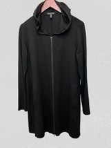 EILEEN FISHER Hoodie Full Zip Dress Cardigan Jacket Black Size Small - $39.59