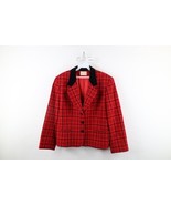 Vintage 90s Pendleton Womens 16 Velvet Collar Wool Blazer Jacket Red Pla... - $1,098.54 MXN