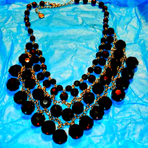 Beautiful Old Vintage Beaded Silver/Black Necklace - £20.50 GBP
