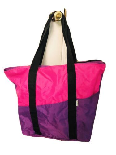 Primary image for VINTAGE Pacific Connections Nylon large TOTE BAG SHOULDER Purple and Pink 
