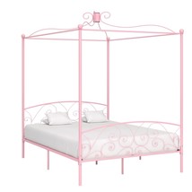 Canopy Bed Frame Pink Metal 180x200 cm Super King - £122.92 GBP
