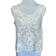 Astr The Label White Lace Embroidered Sheer Tank Blouse Women Large Open... - $13.15 CAD