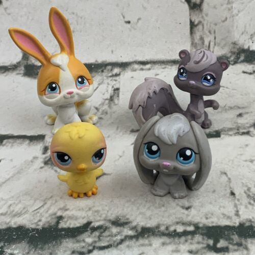 Primary image for Littlest Pet Shop LPS Woodland Creatures Bunnies Rabbits Skunk Canary Lot of 4 