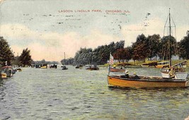 Boating Lagoon Lincoln Park Chicago Illinois 1910 postcard - £5.92 GBP