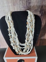 Multi Layer Glass Bead Ladies Necklace Summer White Beaded - £14.48 GBP