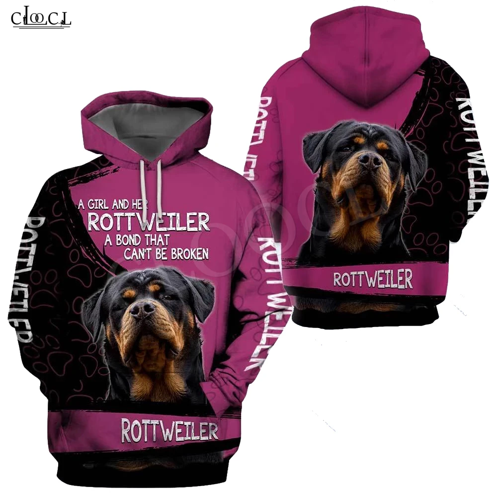 2021 Fashion A Girl and Her Rottweiler Dog 3D Print Hoodie Men Women  Casual Pet - £156.87 GBP