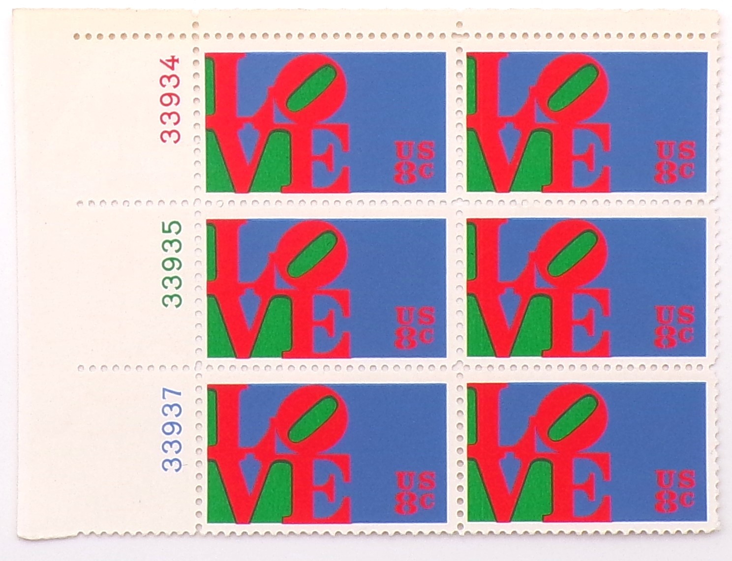 Primary image for United States Stamps Block of 6  US #1475 1973 Love Series: Red Love