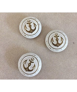Lot of 3 Vintage Nautical Anchor Round White Goldtone Metal Shank Button... - £15.92 GBP