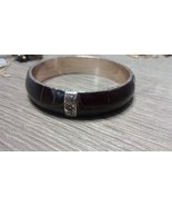 Brighton Silver and Brown Leather Slip-On Bracelet Free Shipping 2.5&quot; Di... - $27.15 CAD