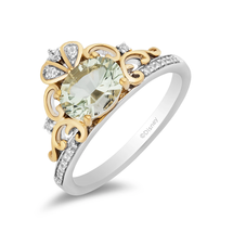 Enchanted Disney Wedding Diamond and Concave Oval Green Amethyst Stepsister Ring - £62.90 GBP