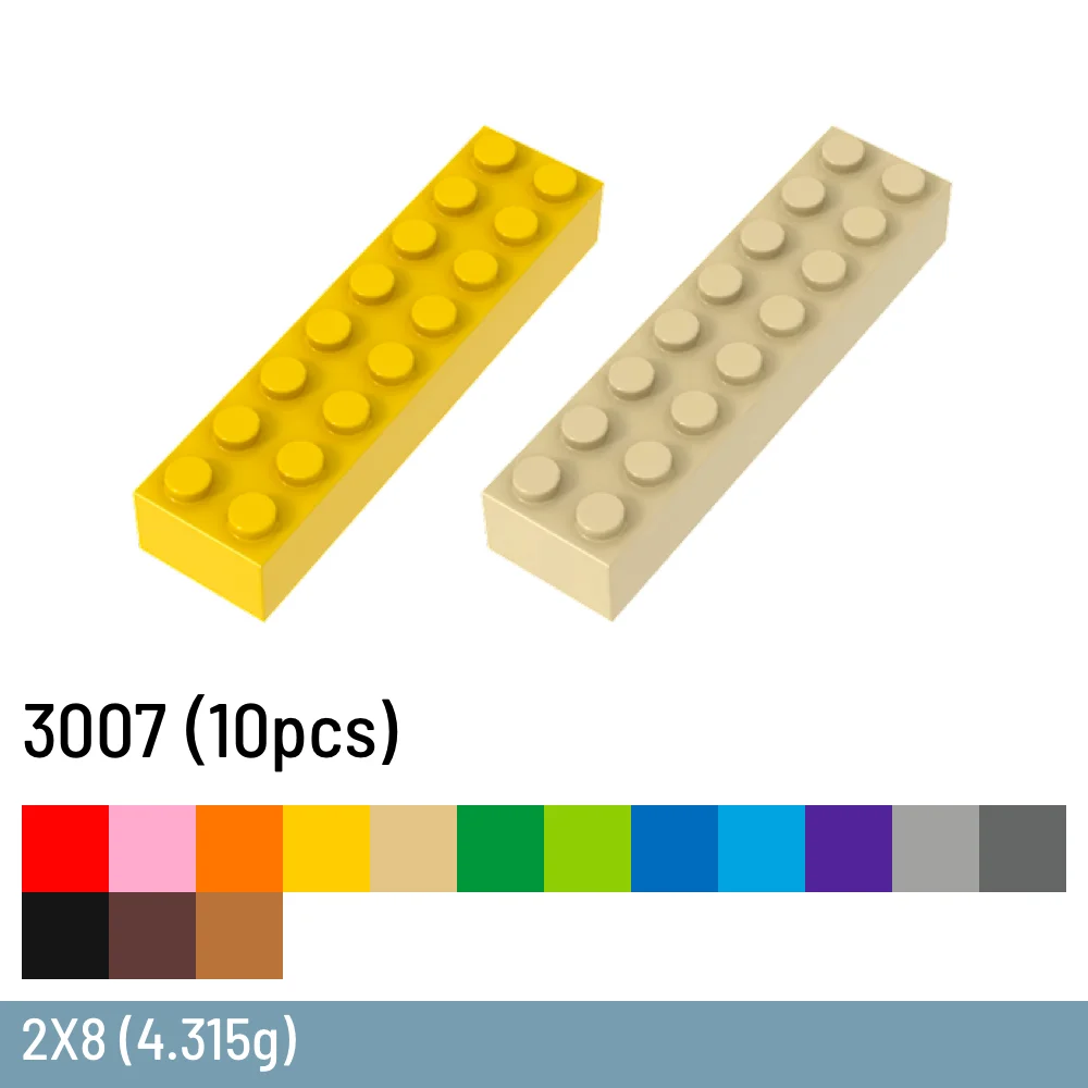 10 Pcs / Lot DIY Building Blocks Size Compatible With 3007 / 93888 Brick Plastic - £14.31 GBP