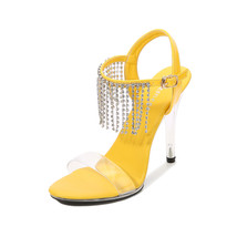 Pvc Transparent Sandals Woman Crystal Thin Heels Party Wedding Peep Toe High-hee - £42.42 GBP