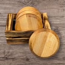 Handcrafted Coaster Set Maple Hardwood Round Chamfer Edge Durable Gift O... - $552.08 MXN