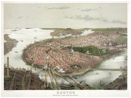 4426.Boston.bird&#39;s eye view from the north.POSTER.decor Home Office art - £13.75 GBP+