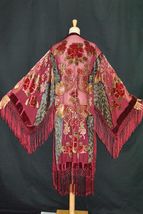 Deep Burgundy Vintage Velvet Lacey Gypsy Cape Bohemian Gypsy Stevie Nicks Duster - £180.91 GBP