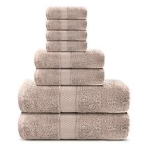 Lavish Touch Aerocore 100% Cotton 600 GSM 8 Pc Towels Set Mushroom - £30.36 GBP
