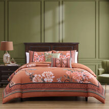 Rossana 5 Piece Reversible Comforter Set in Terracotta Apricot and Warm Green - $171.24 - $192.84