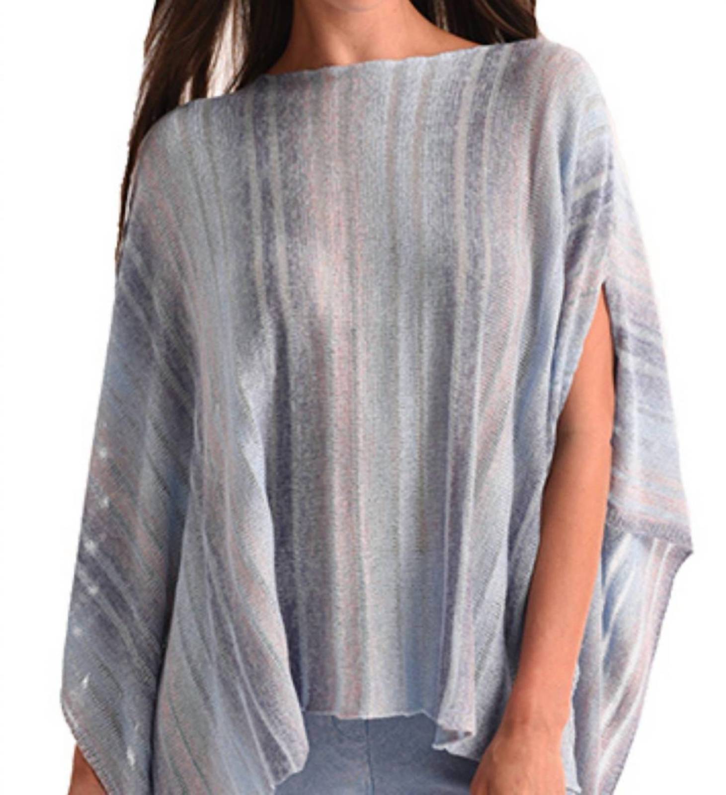 Angel cut-out poncho sweater in Denim