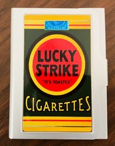 Flip Top Business Card Holder LightWeight Anodized Aluminum Vintage Lucky Strike - £8.69 GBP