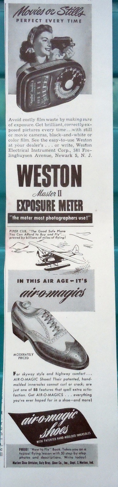 Weston Exposure Meter Air-O- Magic Shoes Small Magazine Print Advertisem... - $3.99