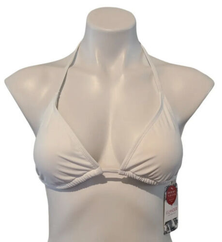 Womens Islander Triangle String Bikini Swim Top White Size M-NEW-SHIPS N... - $14.73