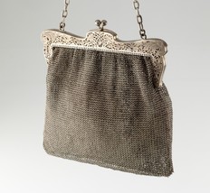 Vintage Sterling Silver Mesh Purse w/ Chain Handle - $475.20