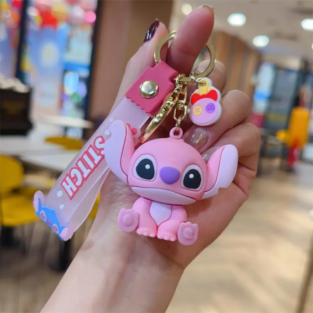 Cartoon Disney Lilo Stitch Silicone Pendant Keychain for Women Men Fans ... - $4.52