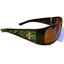 Choppers Hot Rod Green Flaming Arm Biker Wrap Sunglasses - £4.68 GBP
