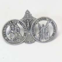 Catholic Metal St. Christopher &amp; Guardian Angel Visor Clip  3&quot; L x 2&quot; H - €11,13 EUR