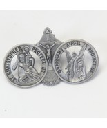 Catholic Metal St. Christopher &amp; Guardian Angel Visor Clip  3&quot; L x 2&quot; H - $17.45 CAD