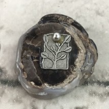 Mini 1.5” Paper Weight Glossy Stone Rock Metal Chrome Leaf Emblem Collec... - $11.88
