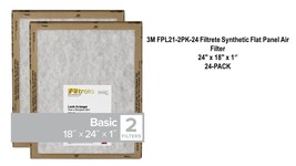 3M FPL21-2PK-24 Filtrete Synthetic Flat Panel Air Filter 24&#39;&#39; x 18&#39;&#39; x 1... - $94.05