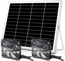 20W Solar Powered Fan, Solar Exhaust Intake Fan Kit, IPX7 Waterproof Dual - £92.70 GBP