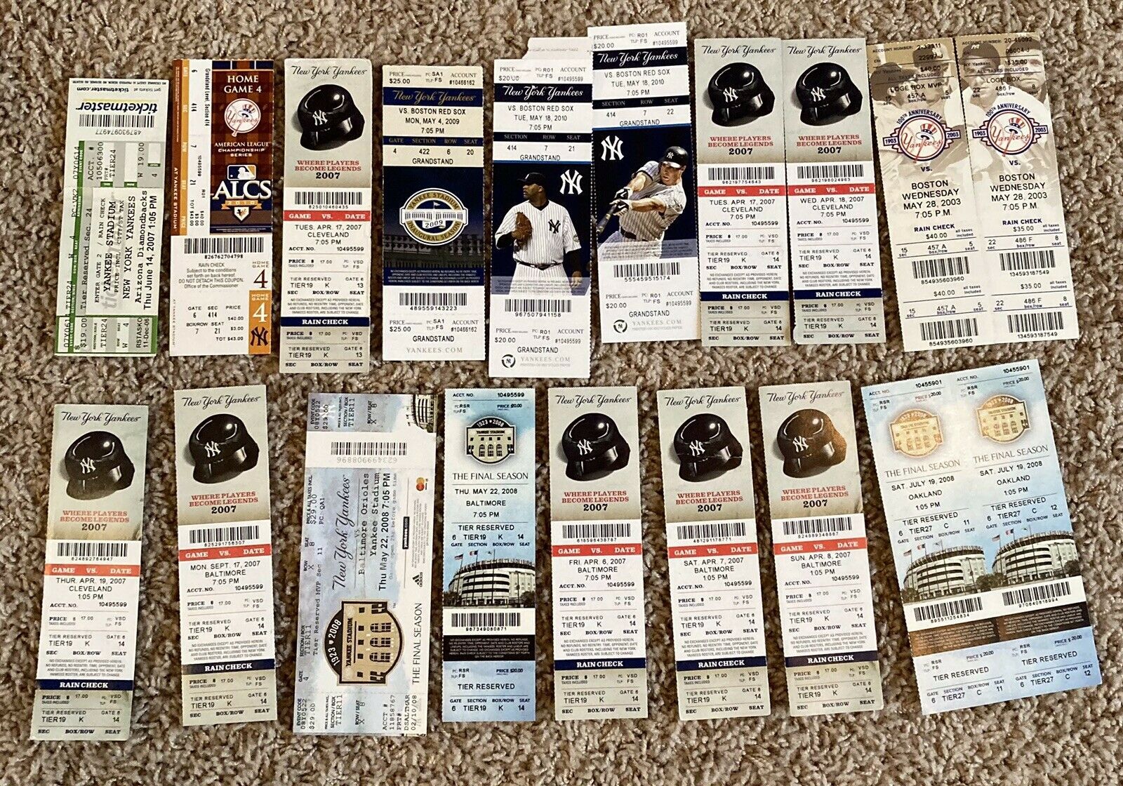New York Giants and Yankees Ticket Stubs Ticket Stubs