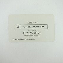 Political Campaign Election Card Greenville Ohio Auditor C.R. Jobes Vint... - $29.99