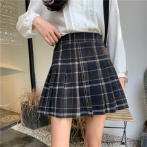 Winter Brown Plaid Skirt Outfit Women Plus Size Short Pleated Plaid Skirt image 6