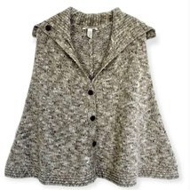 Lucky Brand Medium Large Denver knit Cape Poncho Wood Buttons Wool Blend. M-L - £27.80 GBP