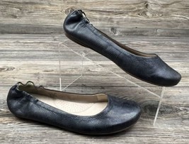 LL Bean Blue Leather Snakeskin Print Ballet Flats 8.5 M~Made In Brazil - £17.38 GBP