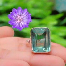 Anniversary Jewelry Gift For Women Cluster Ring 925 Silver Aquamarine Quartz - £5.87 GBP