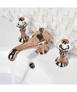 Rose Gold 8&quot; widespread deck mounted bathroom Lavatory Crystal Sink faucet  - $134.63