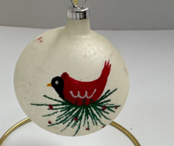 Cardinal Red bird Frosted glass Christmas Ornament - £11.21 GBP