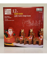 NEW Home Accents 12 Ft Giant Sized Santas Sleigh Scene Inflatable New In... - £88.33 GBP