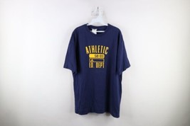 Vintage Y2K Adidas Mens Large Faded Spell Out Athletic Department T-Shirt Blue - $29.65