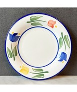 Dansk Tulip Salad Plate Red Blue Yellow Tulips on Rim 8.125&quot; Dansk Indon... - $354.91 MXN