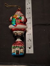 Vintage Santa on House ORNAMENT Blown GLASS Heavy not Mica or Mercury - £13.64 GBP