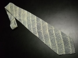 XMI Platinum Neck Tie Italian Silk Pale Greens &amp; Segmented Blue Diagonal Stripes - £10.26 GBP